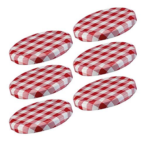 Westmark 6 schroef-/afdraaidoppen voor voorraadpotten, rond, ø 66 mm, vertind, rood-wit, geruit, 40962270