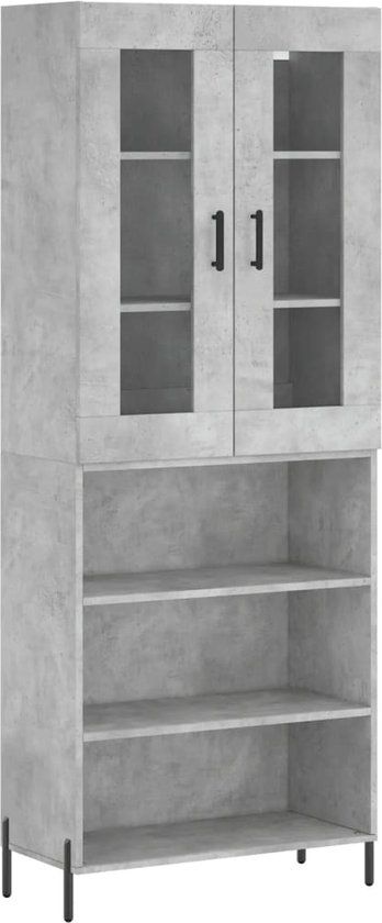 vidaXL Hoge kast bewerkt hout betongrijs 69,5x34x180 cm