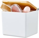 tesa Baboo Badkamerorganizer S met bamboedeksel, mat wit, opbergdoos voor wandmontage zonder boren, incl. tesa Powerstrips Waterproof Strips XL - 122 mm x 110 mm x 102 mm
