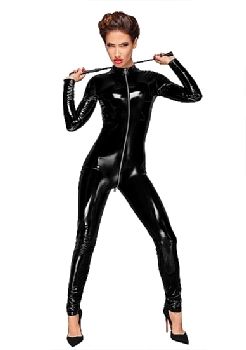 DECADENCE Long sleeved PVC catsuit Black - M - 5903050102548