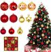 Unyqoos® Set van 44 onbreekbare Christbaumkugel in Rot und Gold