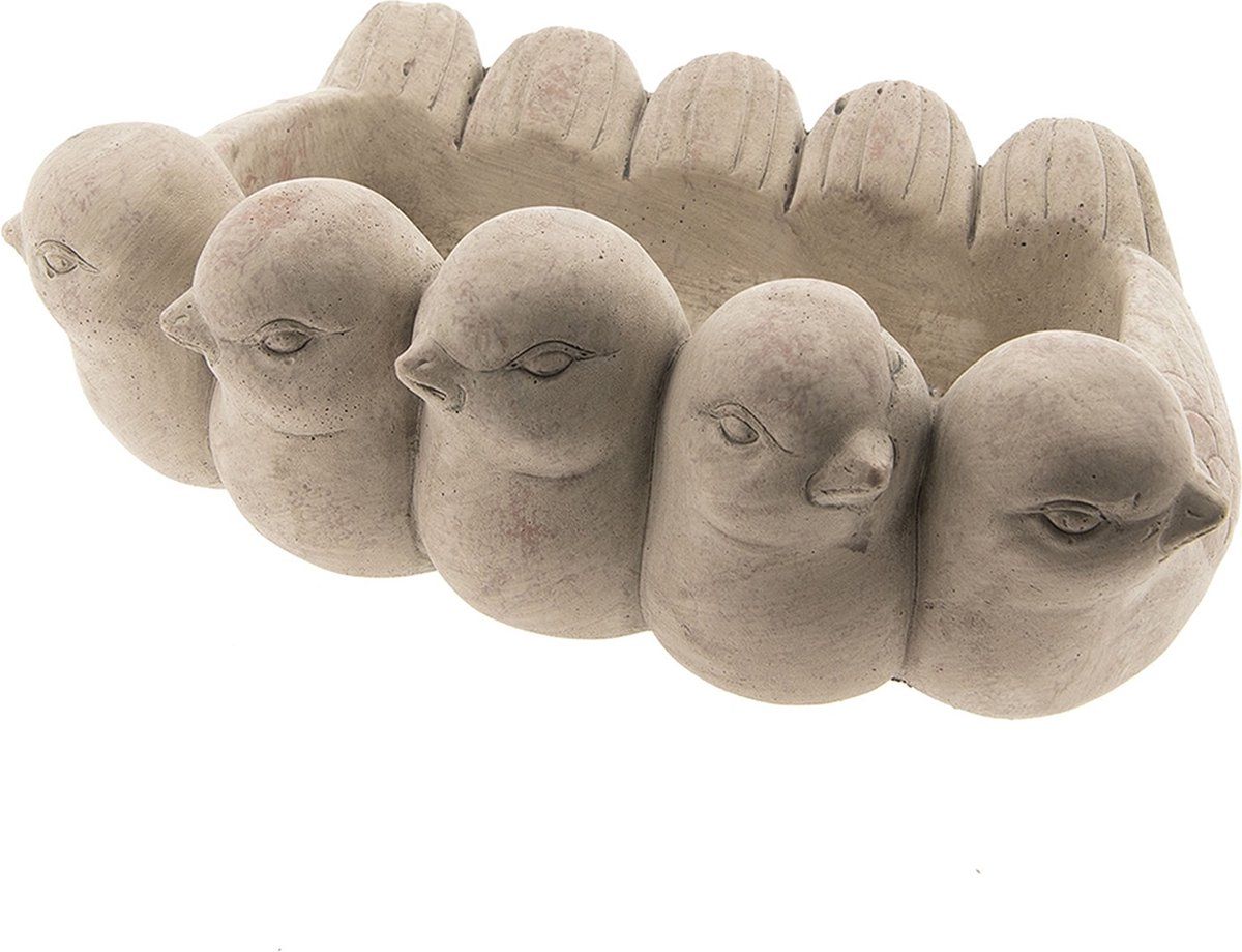Clayre & Eef Bloempot 31x19x11 cm Grijs Aardewerk Rechthoek Vogels
