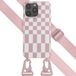 Selencia Hoesje iPhone 14 Pro Max - Siliconen Design Hoesje met Koord - Roze / Irregular Check Sand Pink