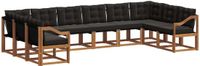 vidaXL - Hoek loungeset - 10 zitplekken - Acacia hout - Naturel en zwart