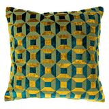 Paoletti Empire veren gevuld kussen, Teal/Goud, 45 x 45cm
