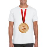 Bellatio Decorations Bronzen medaille kampioen shirt wit heren L