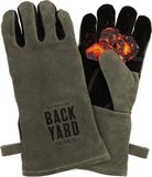 KitchenLove Backyard Series Gants de barbecue en cuir - Ignifuges et résistants à la chaleur jusqu'à 250ºC - Accessoires de barbecue - Gris