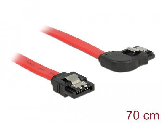 Delock SATA 6 Gb/s Cable straight to right angled 70 cm red