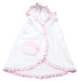FILET Zachte badstof cape, deken voor het omwikkelen van baby's/kinderen, badjas van zachte badstof, 100% katoen, wit, roze