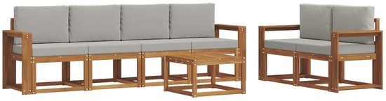 vidaXL Acacia Hout Bank Loungeset Naturel en Lichtgrijs