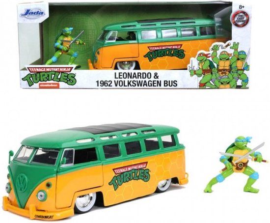 Jada Toys - Teenage Mutant Ninja Turtles Leonardo 1962 VW Bus 1:24 - Groen/Geel