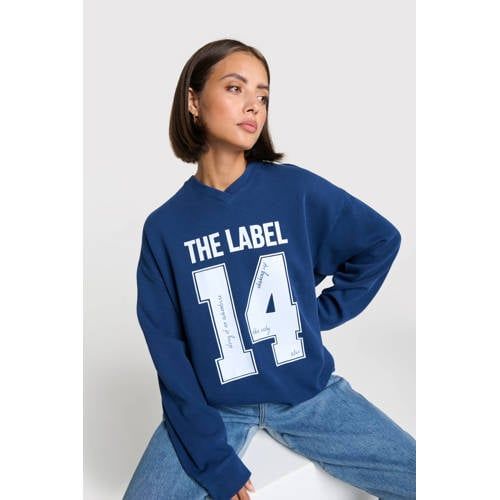Alix the Label sweater marineblauw rib gebreid