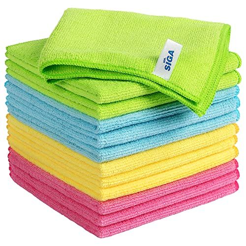 MR.SIGA Microfiber Cleaning Cloths, Polishing Cloths, Window Cloths, Microfiber Towels, Tea Towels, 12 Pieces - 12.6 x 12.6 Inch