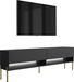 3E 3xE living.com 3xE living TV-meubel 170 cm, matzwart, met rechte gouden poten, witte LED-verlichting