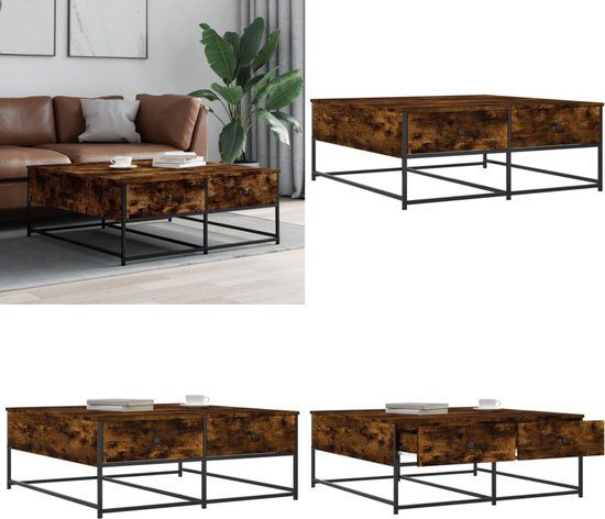 vidaXL Salontafel 100x99x40 cm bewerkt hout gerookt eikenkleurig