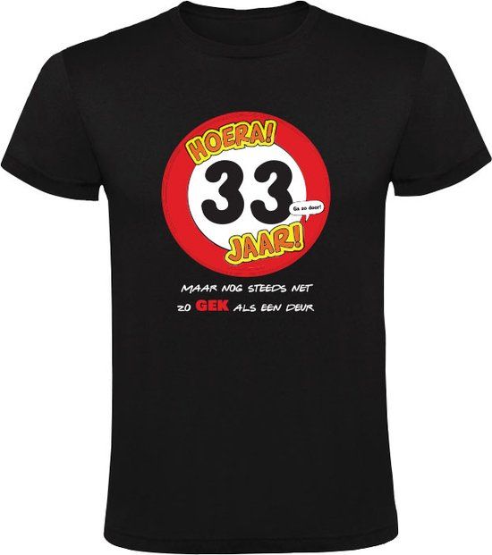 Sol's Heren T-shirt - 33 jaar verjaardag - Zwart - 4XL - Katoen