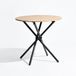 Azomor® Table de salle à manger ronde avec aspect bois et pieds croisés, Naturel, 80 cm de large