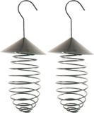 Esschert Design Vogel vetbolhouder met dak - 2x stuks - groen - 25 cm