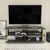 Hanah Home Glamorous tv-standaard, goud en antraciet, 120 x 44,6 x 47,4 cm, 100% melamine gecoat deeltjesbord, 18 mm dik, stijlvol en functioneel voor moderne woonkamers