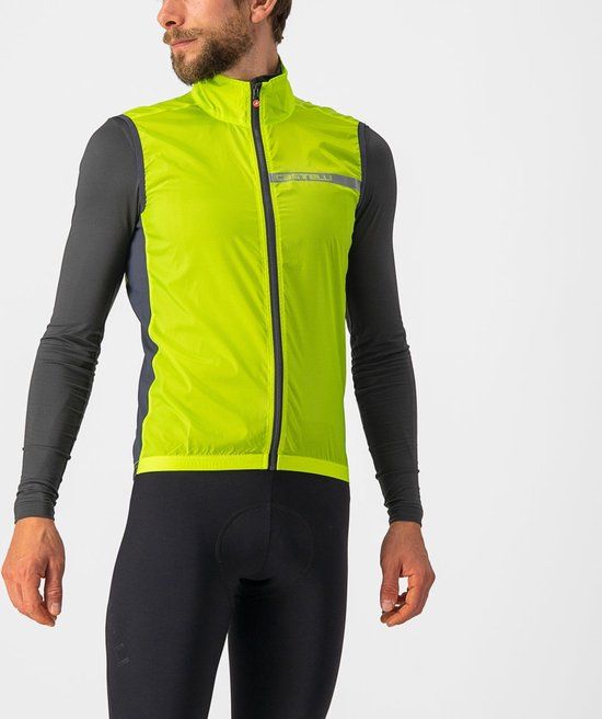 Castelli Squadra Stretch Vest - Men - Electric Lime/Dark Gray - Size S - Windproof