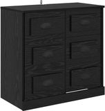 vidaXL Dressoir Zwart Eiken 70 x 35,5 x 67,5 cm Bewerkt Hout