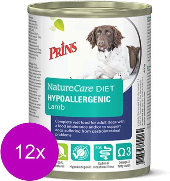 Prins Naturecare Diet Dog Hypoallegenic - Hondenvoer - 12 x Lam 400 g