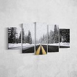 Homemania Muurfoto, 5, natuur en landschappen per woonkamer, meerkleurig, 100 x 3 x 60 cm, HM205PKNV-4, polyester, hout