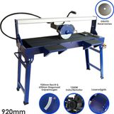 T-Mech Tegelzaagmachine Tafel - 920 mm Snijlengte Snijhoek: 0-45° - Nat / Waterkoeling + Lasergeleiders - Inclusief Extra Diamantzaagblag - 1200W