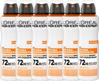 L'Oréal Paris Men Expert Extreme Sport Deodorant Spray - 72H Anti-Odor - Enriched with Freshness Activator - 150ml x6