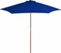 vidaXL Parasol met houten paal 270 cm blauw