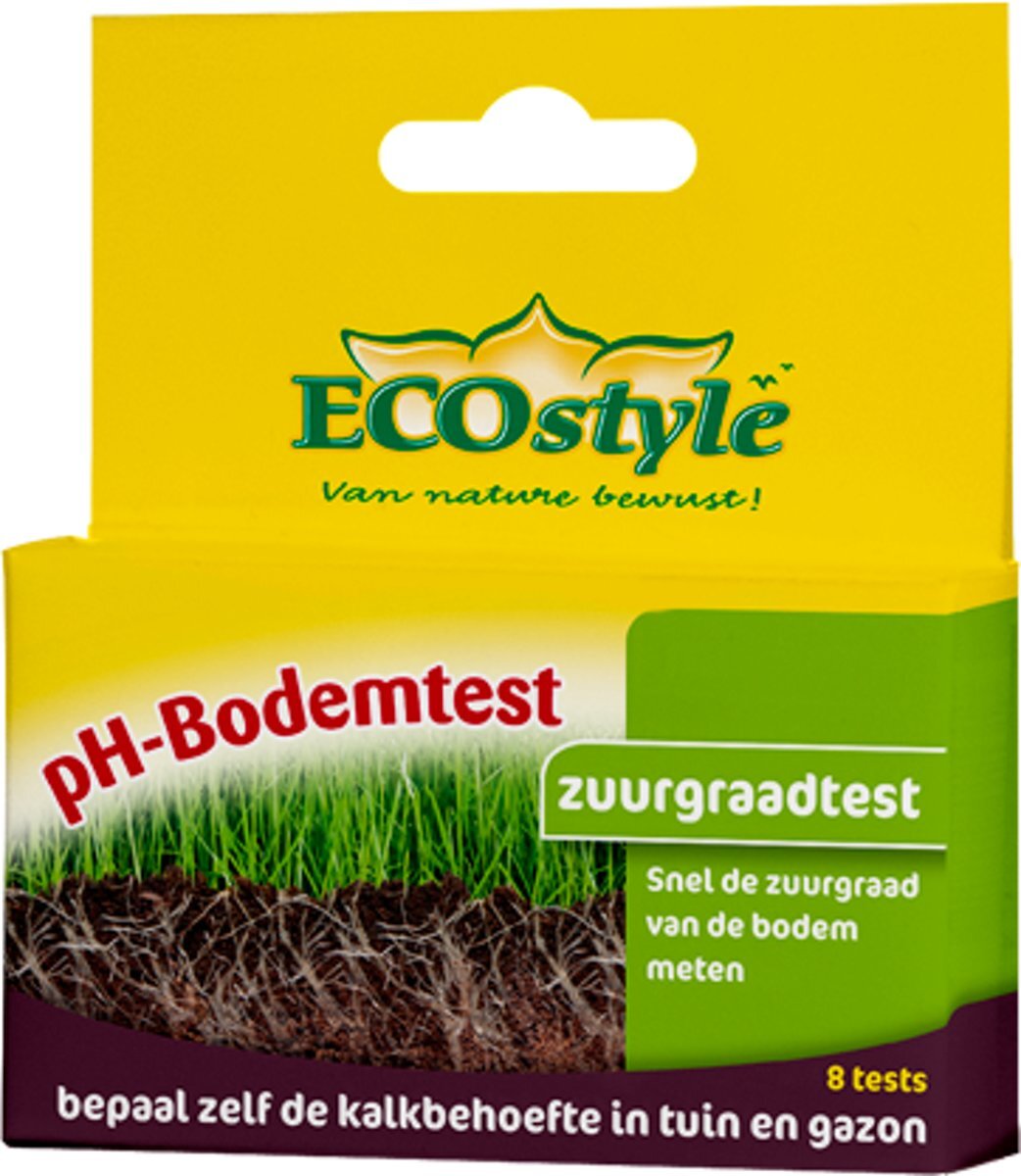 ECOSTYLE pH-Bodemtest - zuurgraadtest voor 8 tests Meet eenvoudig zelf de kalkbehoefte van jouw tuin