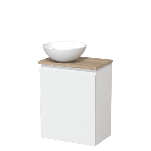 Maxaro Modulo Toiletmeubel 41 cm - Mat Wit - Lichtbruin Eiken