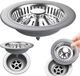 Sans marque 2 Pcs Bouchon d'évier, Filtre de comptoir, Bouchon d'évier pop-up, Drain 3-en-1, Bonde d'évier en acier inoxydable, Passoire d'évier, Filtre d'évier, Passoire d'évier de cuisine, pour attrape-résidus alimentaires