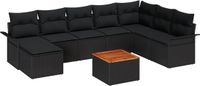 vidaXL Tuinbank Set 9 stuks Zwart Polyrattan