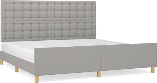 vidaXL Bedframe - Stof - Lichtgrijs - 200x200 cm