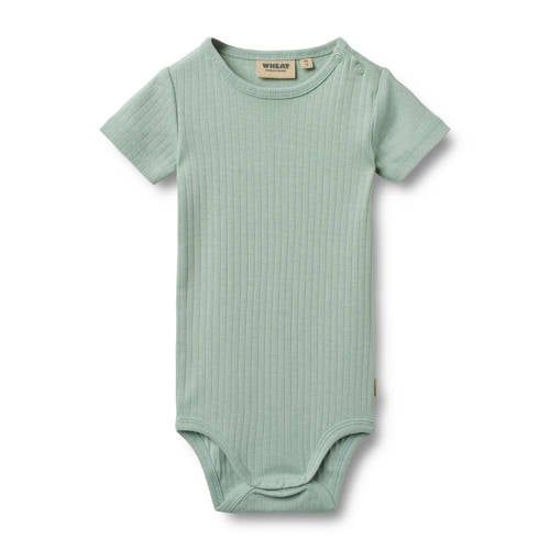 Wheat romper rib structuur lichtgroen