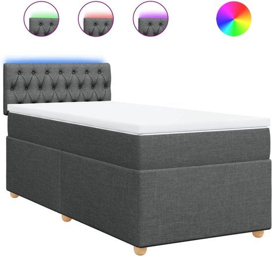 vidaXL Boxspring met matras stof donkergrijs 90x190 cm