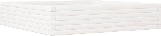 vidaXL Plantenbak - 110x110x23 cm - massief grenenhout - wit