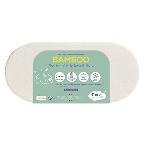 P'TIT LIT Bamboe matras (60% polyester en 40% bamboe) voor wiegen - 72x32 cm