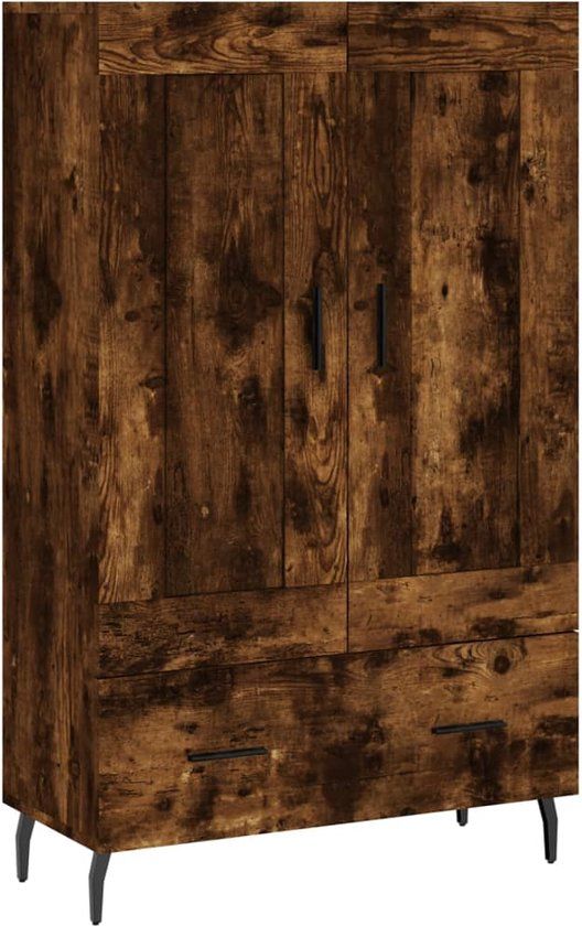 vidaXL Hoge kast 69,5x31x115 cm bewerkt hout gerookt eikenkleurig