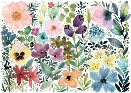 Nathan Puzzel L'herbier des jolies fleurs aquarellées Jennifer Lefèvre Collectie Carte Blanche 1000 stukjes