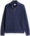 Next - Heren - Basic trui met kwartrits, textuur en standaard pasvorm - Blauw