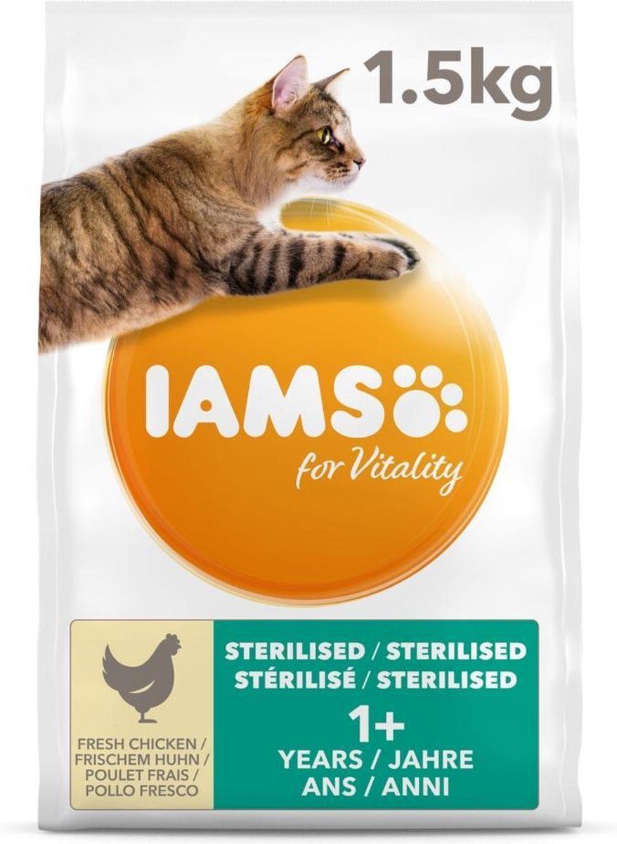 Iams 4x Kat Adult Sterilised - Overweight Kip 1,5 kg