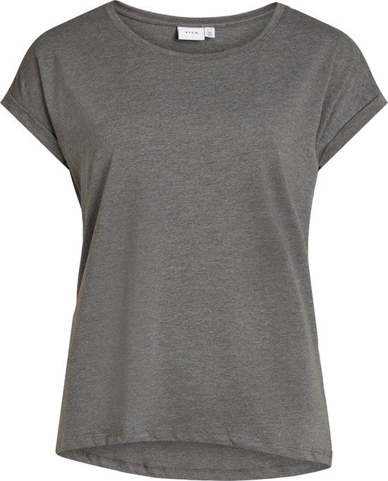 VILA T-shirt VIDREAMERS Ronde Hals Katoen Medium Grey Melange M