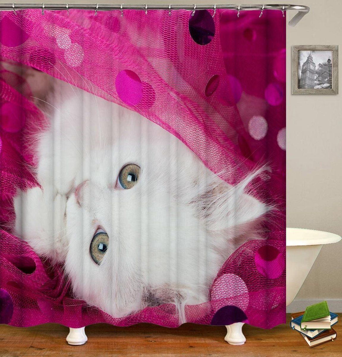 JMKA Douchegordijn - 180 x 180 cm - Roze - Polyester