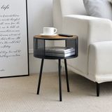 en.casa Bijzettafel Bjørnsund rond 45xØ34 cm houtkleurig en zwart