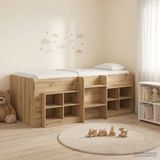vidaXL Loft Bed Frame met Kast 3 st Artisanaal eiken Bewerkt hout