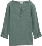 Tom Tailor T-shirt à manches longues et manches retroussées - Taille M - rayure fine blanc cassé vert