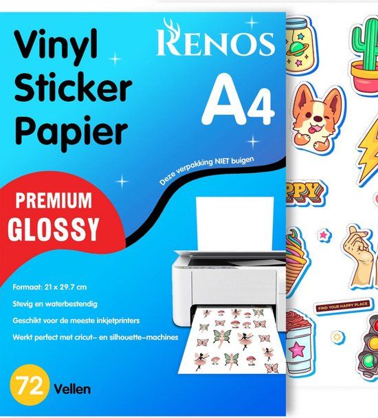 Renos 72 Glossy Vinyl Stickervellen A4