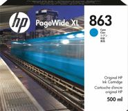 HP 863 500 ml inktcartridge voor PageWide XL, cyaan